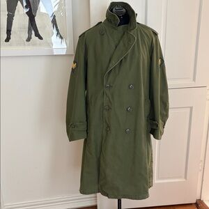 Olive Green Military-Style Men's Coat